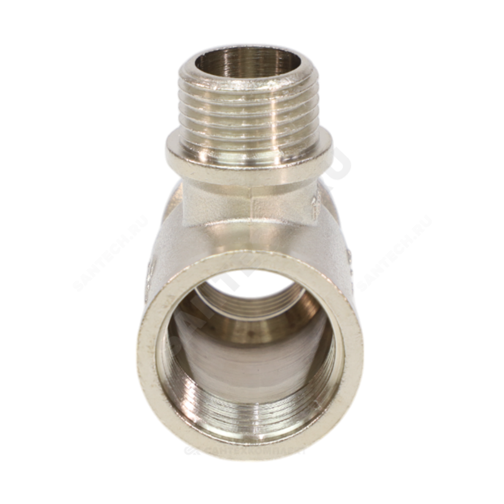 Тройник латунь никель переходной Ду 20х15х15 (3/4"х1/2"х1/2") ВР/НР/ВР VALFEX VF.132.N.034.012.012