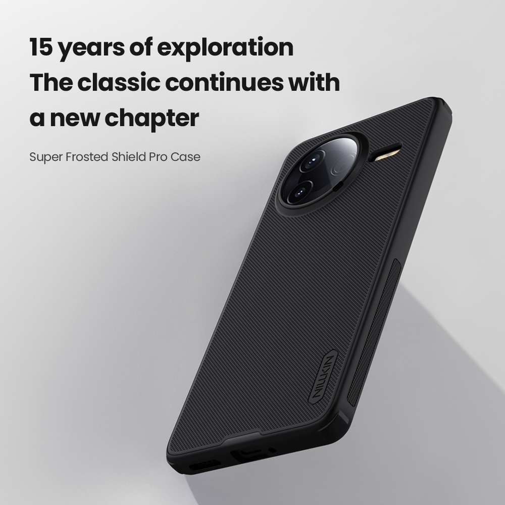 Усиленный чехол черного цвета от Nillkin для Xiaomi Poco F7 Pro и Redmi K80, серия Super Frosted Shield Pro