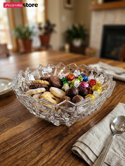 Фруктовница 24х11 см. хрустальное стекло с рельефным узором