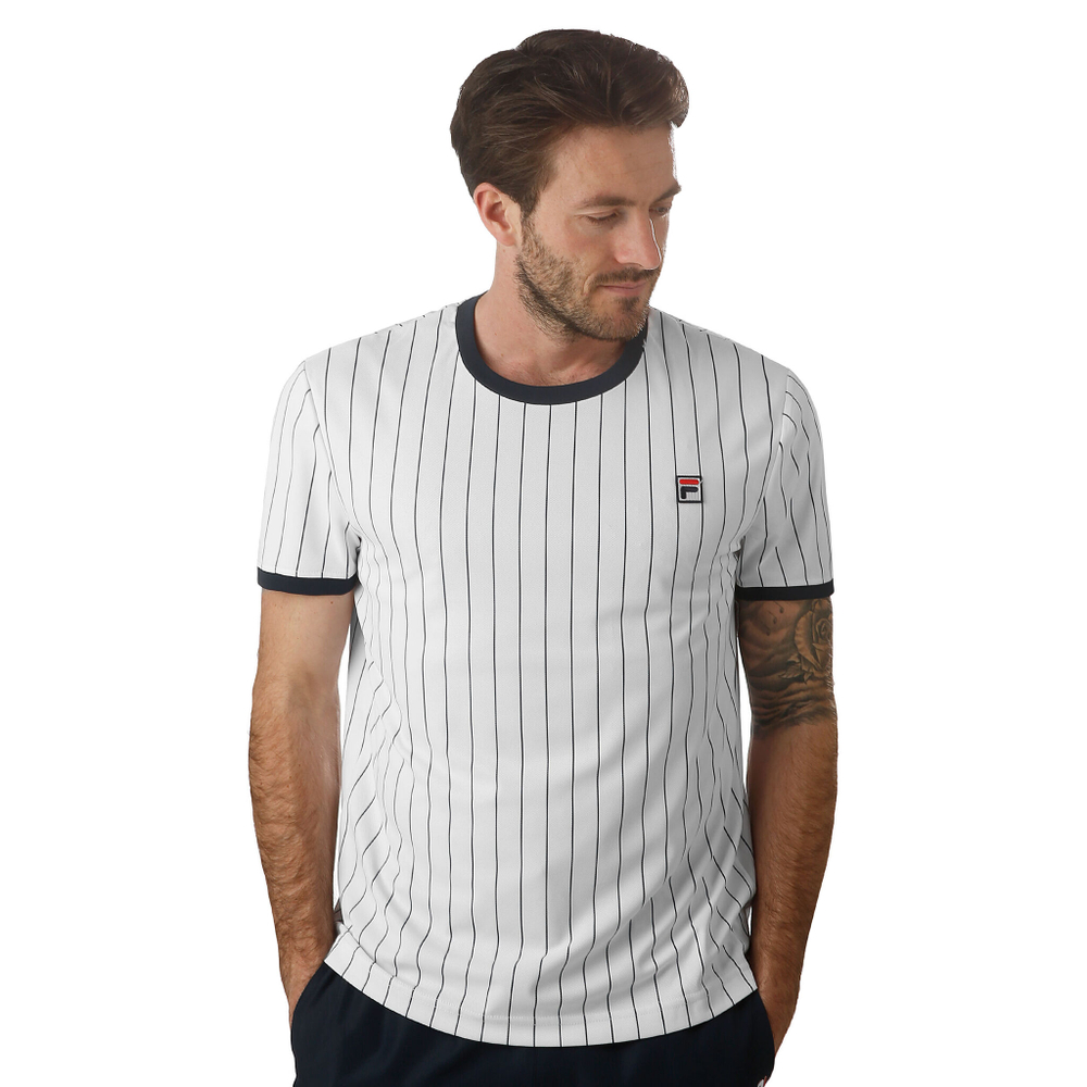 Мужское теннисное поло Fila Stripes T-Shirt Men - White, Dark Blue
