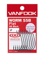 Крючок офсетный VANFOOK Worm-55B Flat #1 NS black; 8 шт