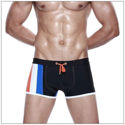 Мужские плавки боксеры черные с синим Seobean Surf Swim Boxers