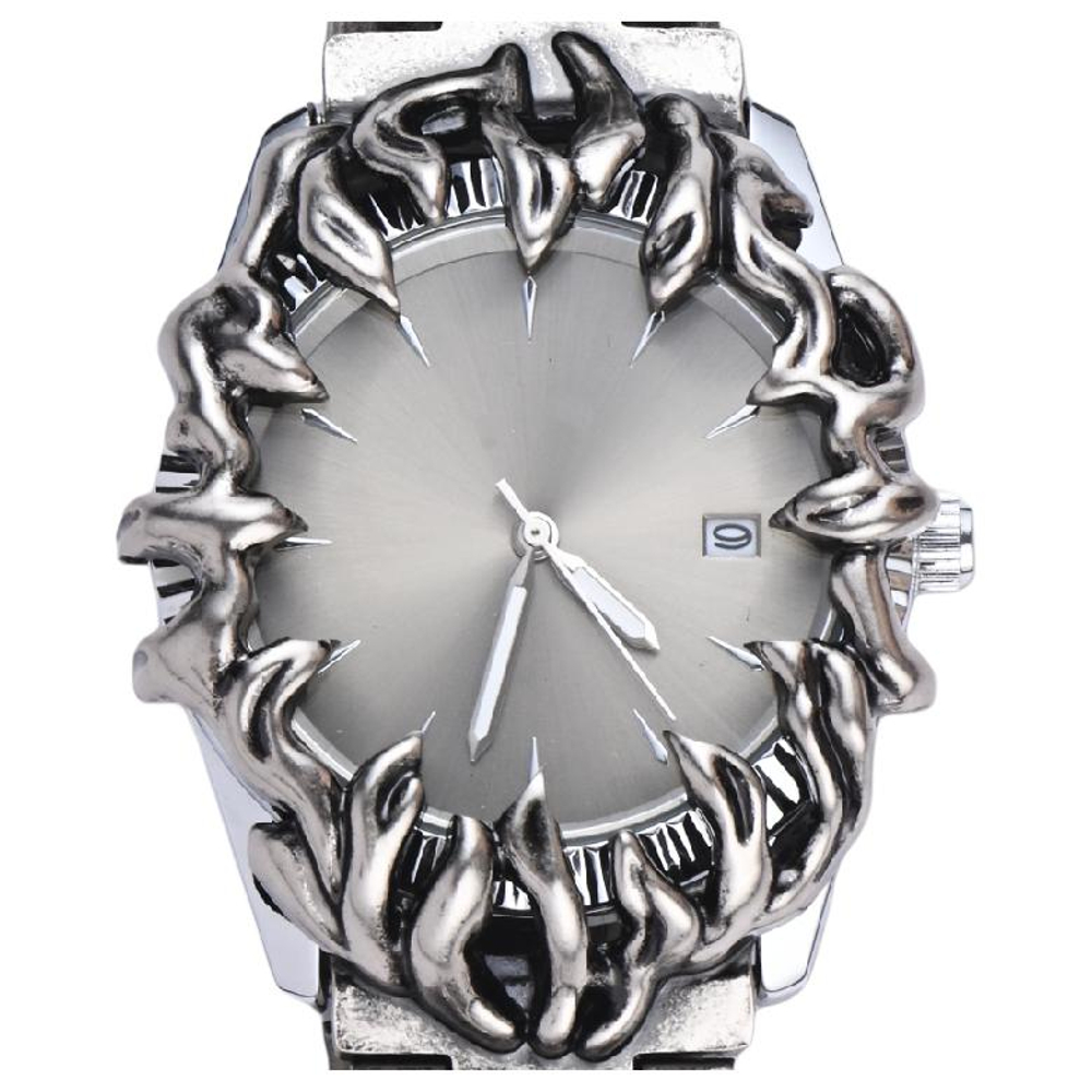 KIOSK Y2K Trendy Fashion Retro Wrist Watch Silver Luxury American Fossil Quartz Movement Stainless Steel Watchband