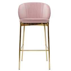Стул барный Coral, велюр, розовый