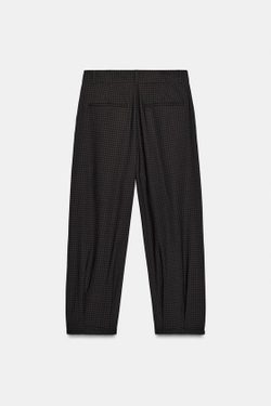 ZARA БРЮКИ В КЛЕТКУ С ЗАЩИПАМИ, СЕРЫЙ