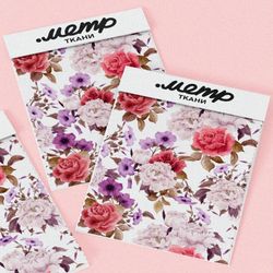 Ткань шелк Армани контрастные букеты роз