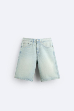 ZARA ДЖИНСОВЫЕ ШОРТЫ BAGGY-FIT, СИНИЙ