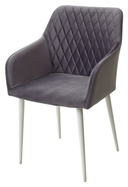 Стул BRANDY-X СЕРЫЙ #27, велюр / белый каркас М-City