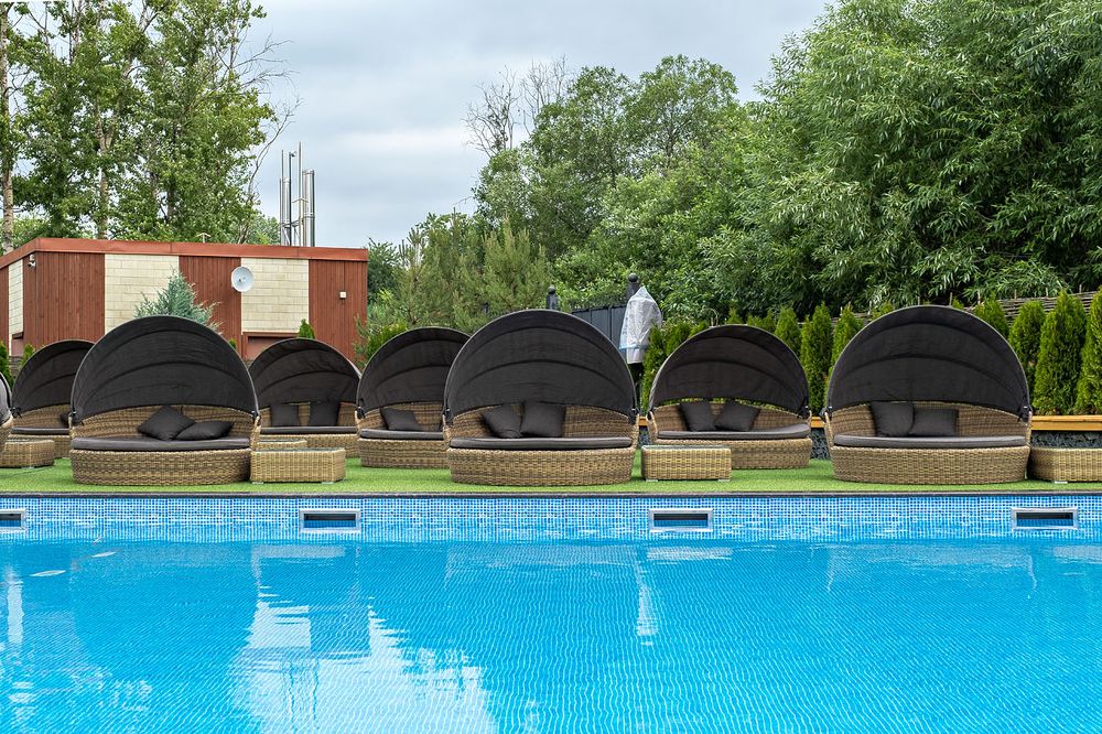 "Стильяно" плетеная кровать круглая, цвет соломенный