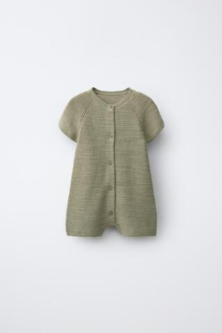 ZARA КОРОТКИЙ КОМБИНЕЗОН С ЖЕМЧУЖНЫМ УЗОРОМ, ХАКИ