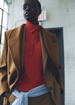 Двубортное пальто с шерстью