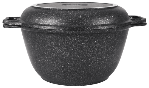 Казан Kukmara алюминиевый 3 литра, с крышкой-сковородой, традиционный, антипригарное покрытие, темны