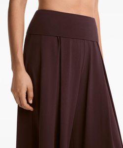 OYSHO Брюки прямого кроя из хлопковой смеси с отворотом на талии, шоколадный