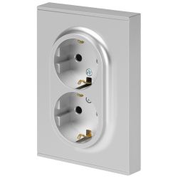 Розетка ЭРА Arktik 16-2104-03 двойная с заземлением 2X2P+E Schuko 16А-250В алюминий | Эра Arktik