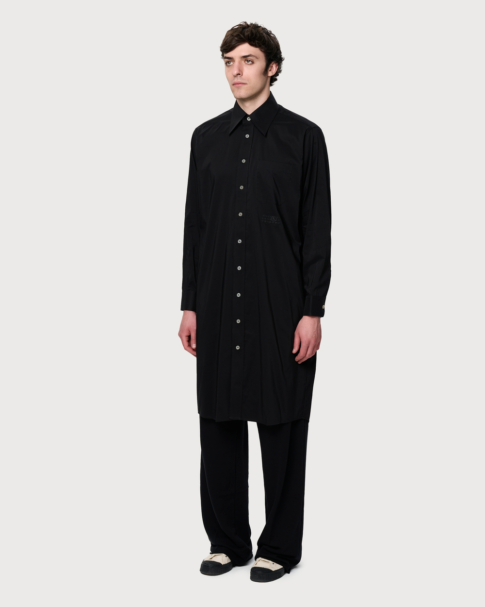 MM6 MAISON MARGIELA РУБАШКА МУЖСКАЯ ДЛИННАЯ С ПРИНТОМ НА СПИНЕ