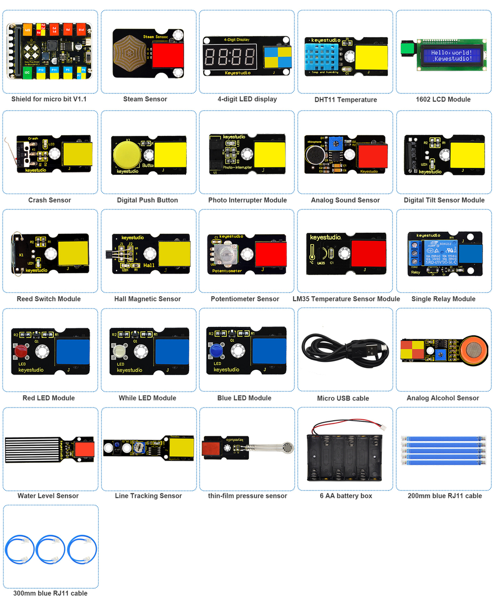 Keyestudio EASY PLUG MicrobitV2, стартовый набор для BBC Micro:Bit Kit