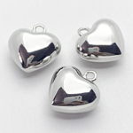 Подвеска Сердце, цвет серебро (родий), размер 14*16 мм, цена за 1 шт