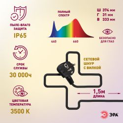 Фитопрожектор для растений светодиодный ЭРА FITO-200W-Ra90-LED полного спектра, профессиональный 200 Вт