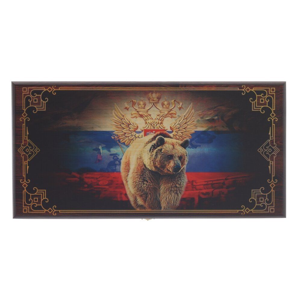 GAEM Игра настольная 2 в 1 ( шашки, нарды) "Русский медведь", L50 W25 H3 см