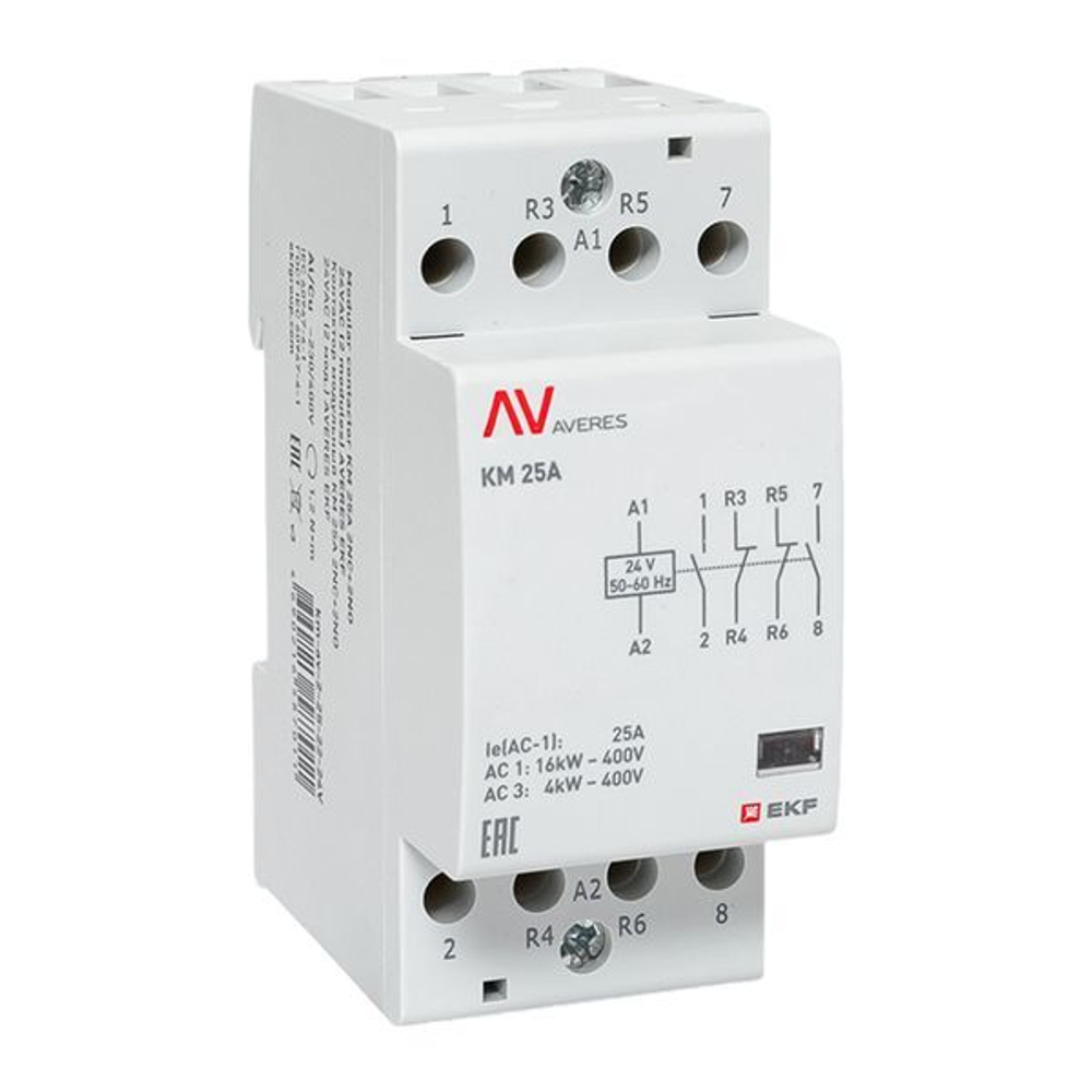 Контактор модульный EKF km-av-2-25-22-24V