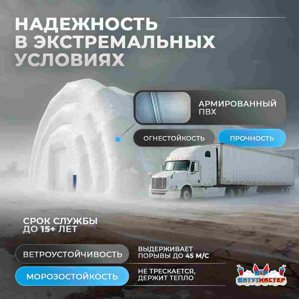 Ангар пневмокаркасный складской «МегаСклад» 30×20×15 м — из ПВХ, быстровозводимый