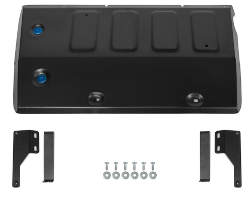 Защита топливного бака Rival для Skoda Karoq (V - 1.4 (150 л.с.)) FWD 2020-н.в./Volkswagen Taos (V - 1.4 (150 л.с.)) FWD 2021-н.в., сталь 1.8 мм, с крепежом, штампованная, 111.5126.1