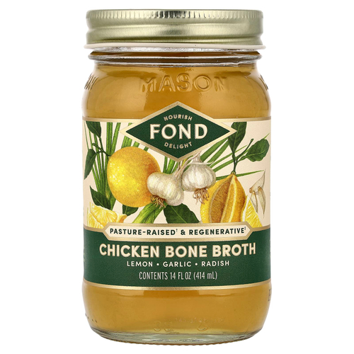 FOND Bone Broth, бульон из куриных костей, лимон и чеснок, 414 мл (14 жидк. унций)