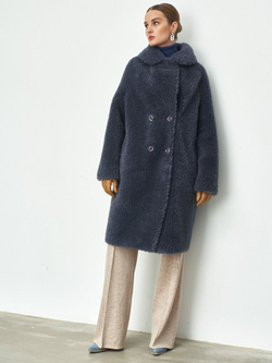 Шуба женская чебурашка тедди экомех, графитовая, SilverFox (арт. 1188-101)