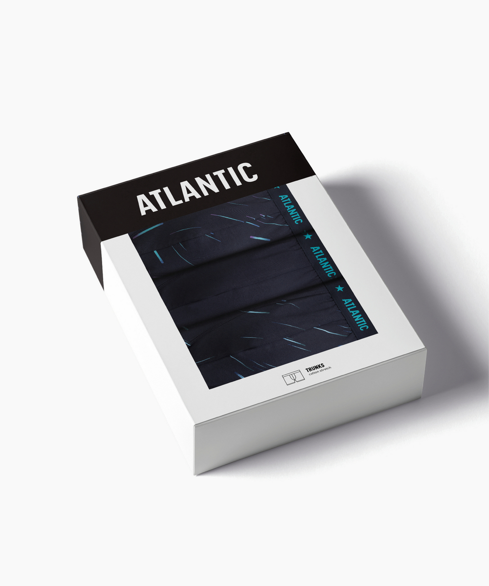 Мужские трусы шорты Atlantic, набор из 3 шт., хлопок, тёмно-синие, 3MH-224