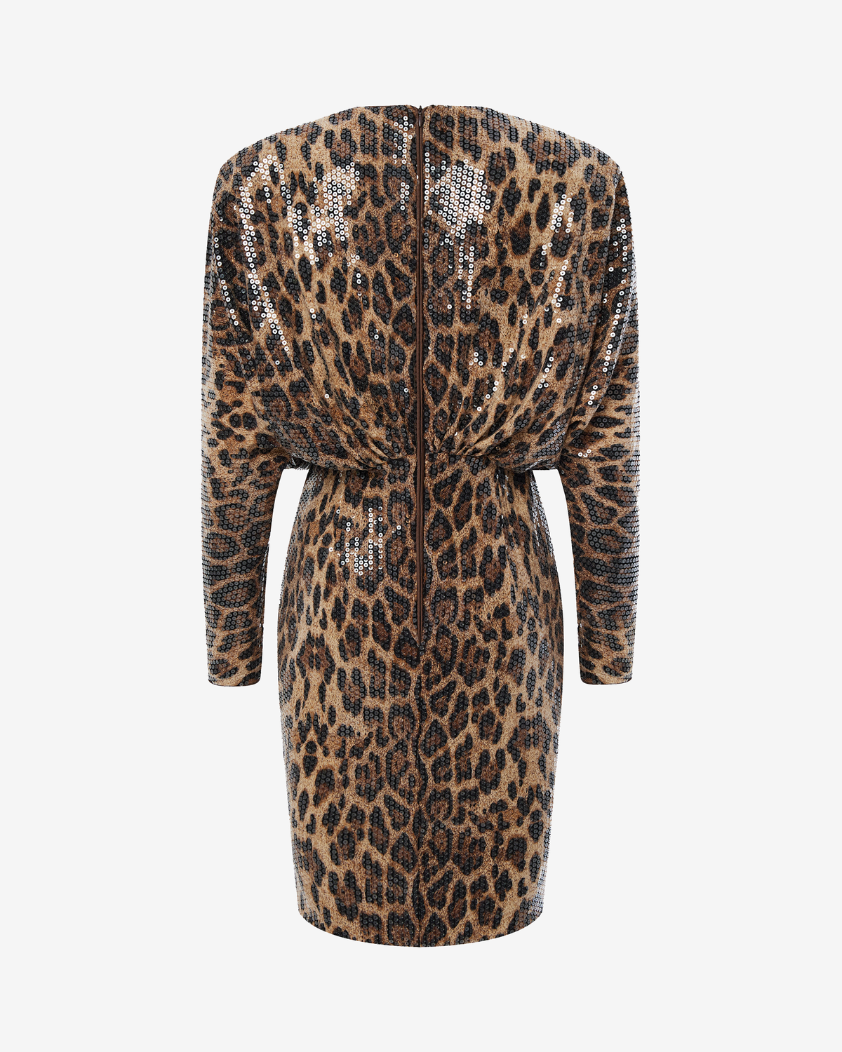 Платье миди из пайеток с леопардовым принтом