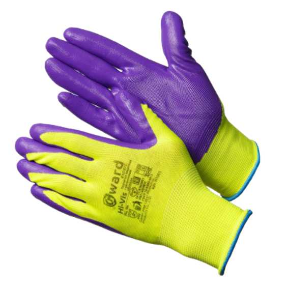 Перчатки Gward Hi-Vis нейлоновые с нитриловым покрытием
