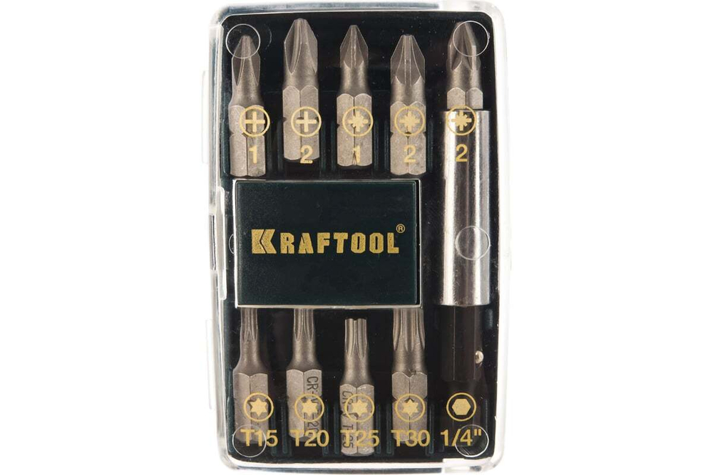 KRAFTOOL  Compact-10с магнитным адаптером 10 шт, Набор бит (26130-H10)