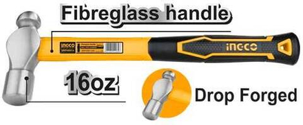 Молоток с круглым бойком INGCO HBPH88016 450 г