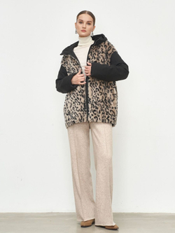 Шуба женская чебурашка тедди с капюшоном короткая, SilverFox (арт. 2204-021-7,4)