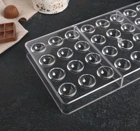 Форма для конфет поликарбонат «Полусфера - 2 см», 28х14 см, 36 ячеек