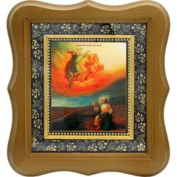 Огненное восхождение пророка Илии на небо. Икона на холсте.