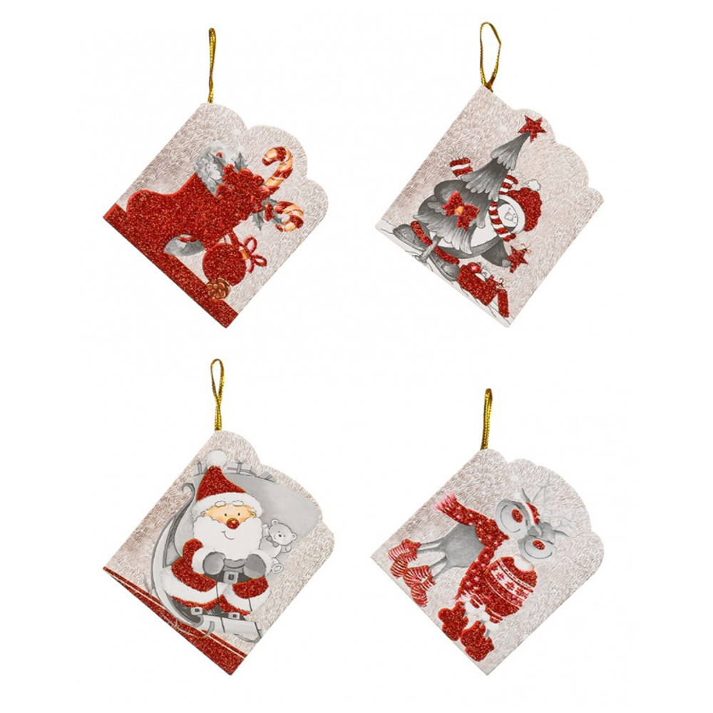 Открытка новогодняя Basir, серия "С новым годом", с блёстками, 8.2*7 см, 160 шт