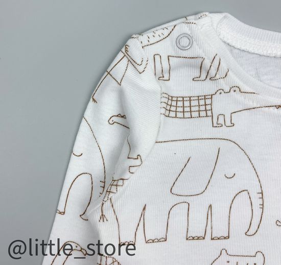 Боди хлопковое "Я родился" звери на сахаре