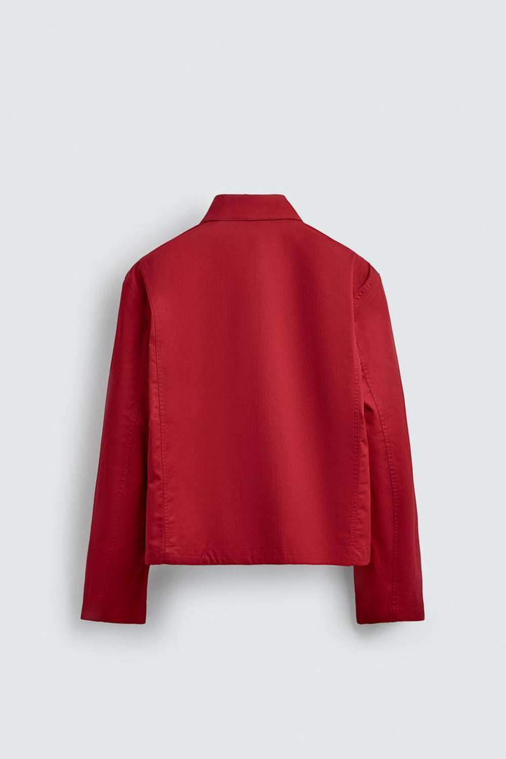 ZARA КУРТКА-РУБАШКА ИЗ ХЛОПКА С УЗОРОМ «В ЕЛОЧКУ», КРАСНЫЙ