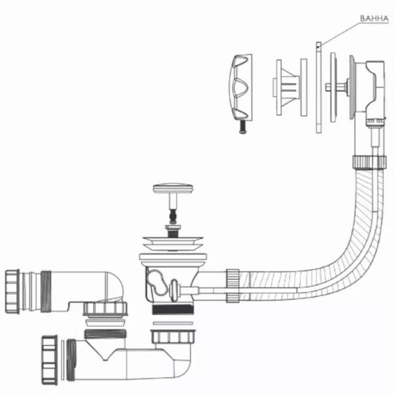 Слив-перелив для ванны BETTOSERB с ABS накладкой купить в Москве и Московской области по низкой цене с доставкой по России — (1) Слив-перелив для ванны BETTOSERB с ABS накладкой — (1)