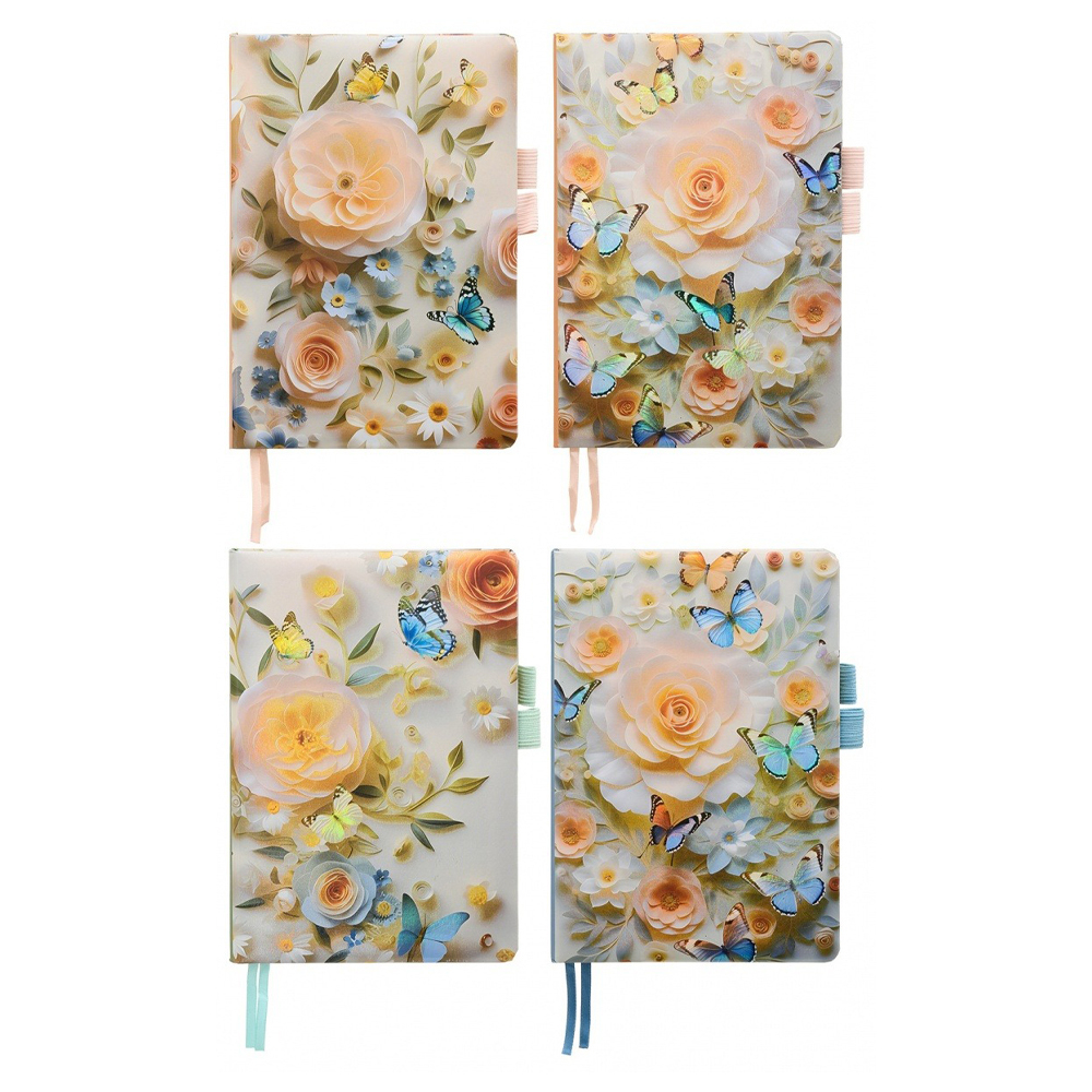 Блокнот Basir, формат А5, серия "Цветы бабочки", мягкая обложка, 80 листов, размер 21*14.5 см