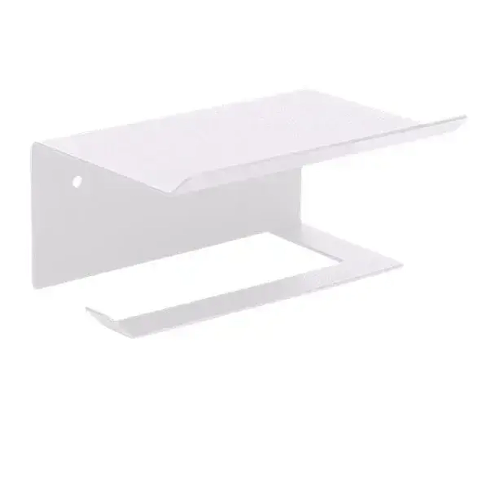 Держатель для туалетной бумаги с полкой (белый)