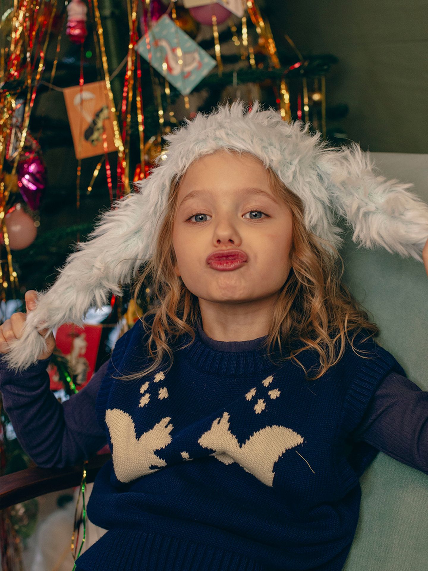 Шапка с ушами голубая "Зайка"