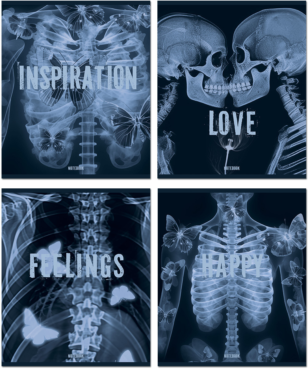 Тетрадь общая 48л, РЕНТГЕН, обложка-мелов.картон+софттач-лак, скрепка, клетка