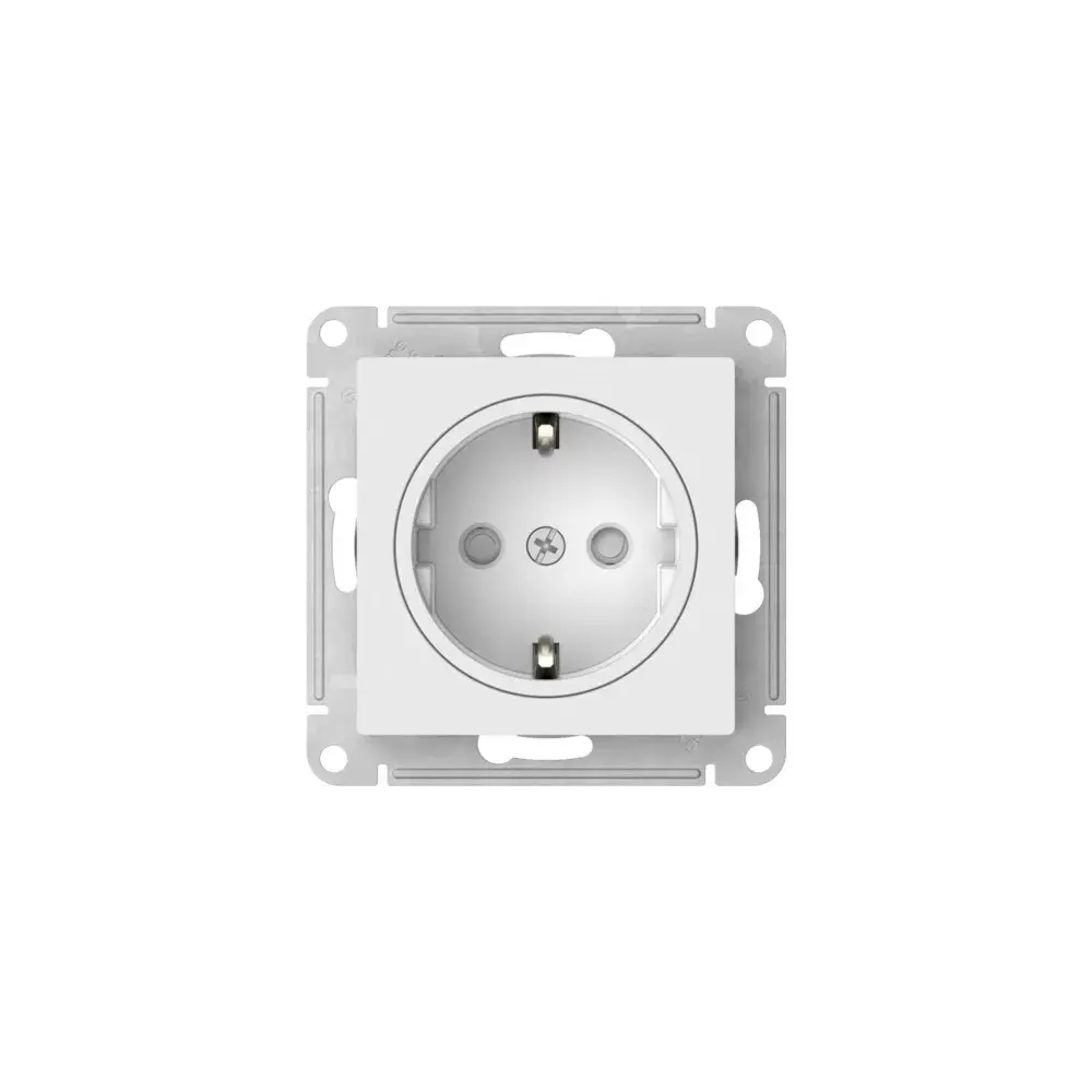 ATLASDESIGN ART РОЗЕТКА с заземлением со шторками, 16А, механизм, быстрозажим. клем., БЕЛЫЙ