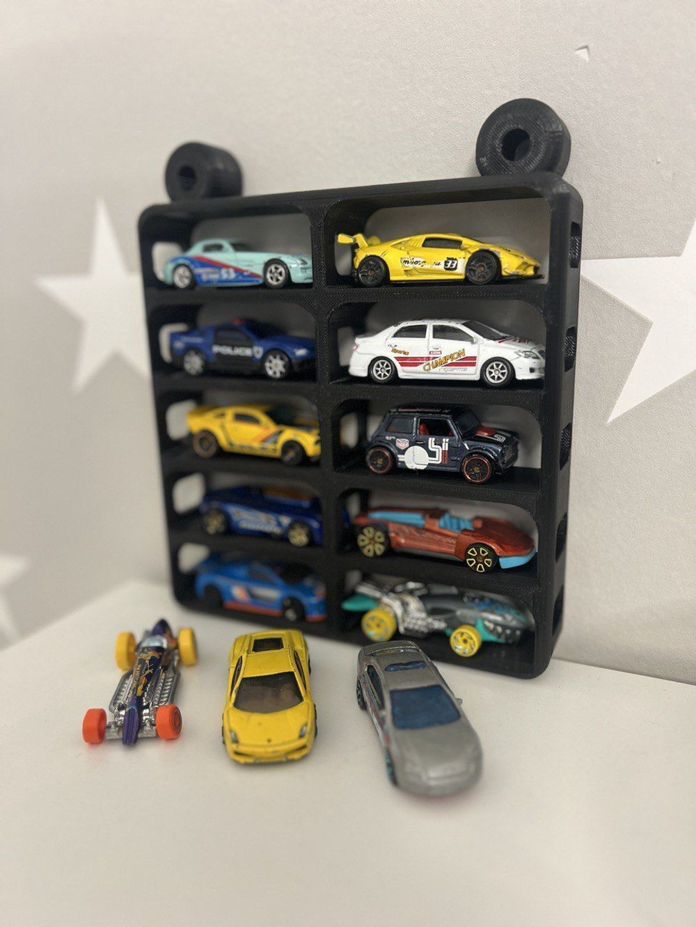 Полка для машинок Hot Wheels 10 шт, крепление на стену для hot wheels 10 шт черный