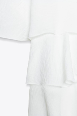 ZARA ТОП-КЕЙП С ВОЛАНАМИ, БЕЛЫЙ