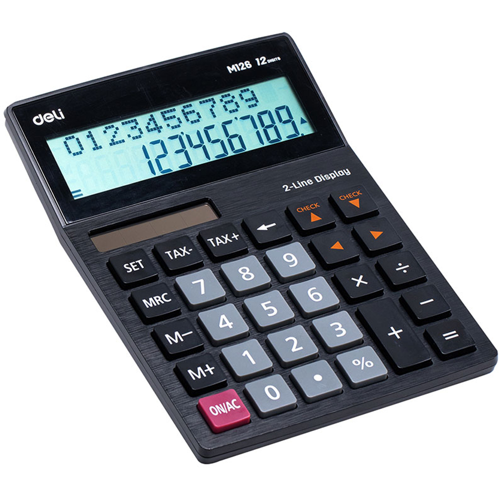 Калькулятор настольный DELI "M126" 12 разрядный, 180х128х37 мм, двухстрочный, черный