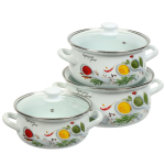 Набор эмалированной посуды 6 пр, кастрюли 2, 3, 4 л, Керчь, Куркума-1-Экстра