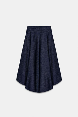 ZARA ЮБКА Z1975 МИДИ АСИММЕТРИЧНОГО КРОЯ, СИНИЙ